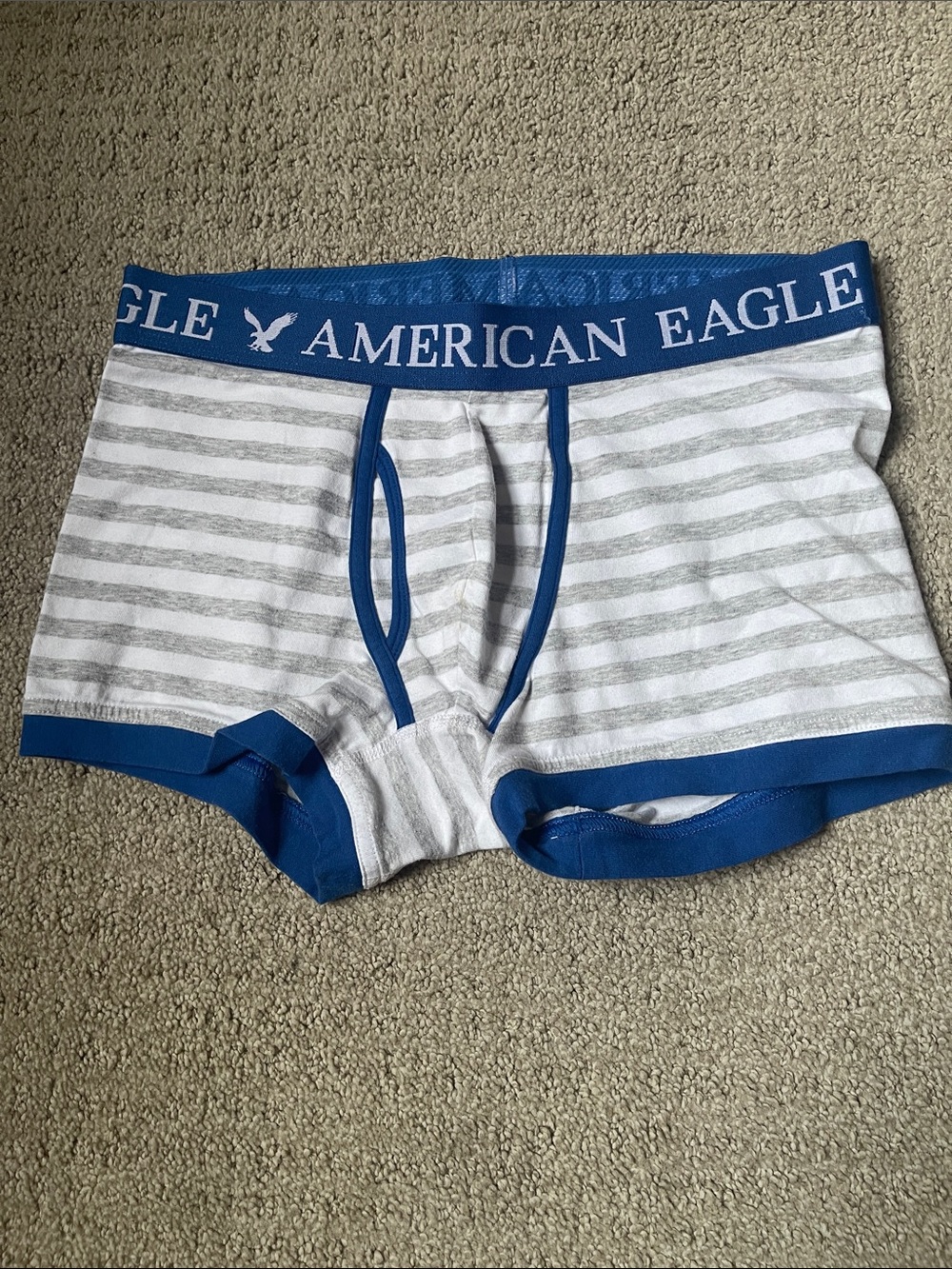 American Eagle Outfitters White & Blue Striped Boxer Briefs